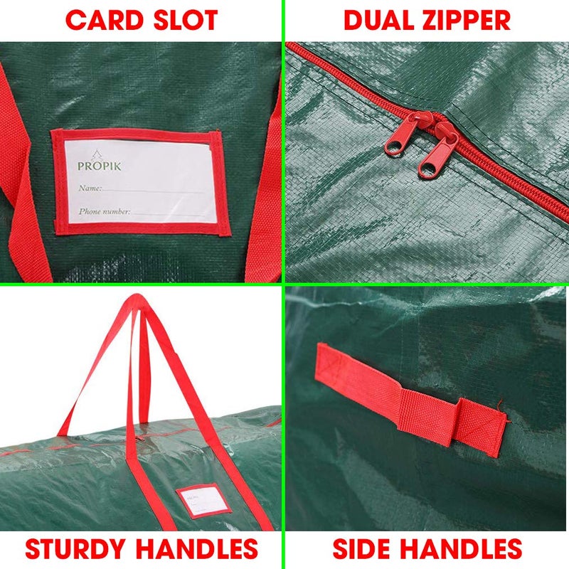 ProPik Christmas Tree Storage Bag | Fits Up to 7' Tall Disassembled Holiday Tree | 52â€ X 30â€ X 30â€ | Artificial Tree Container with Handles | Xmas Storage Case Box with Sleek Zipper (Green) - Image 3